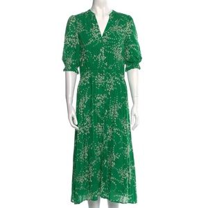 ba&sh Floral Print Midi Dress. Green. Size L (US 8).